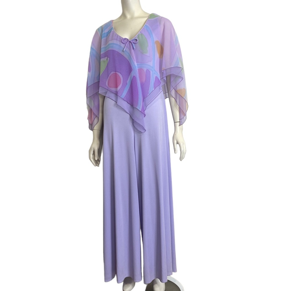 SALE 🌺 Vintage LEE JORDAN NEW York 70's Lavendar Sleeveless Jumpsuit 12